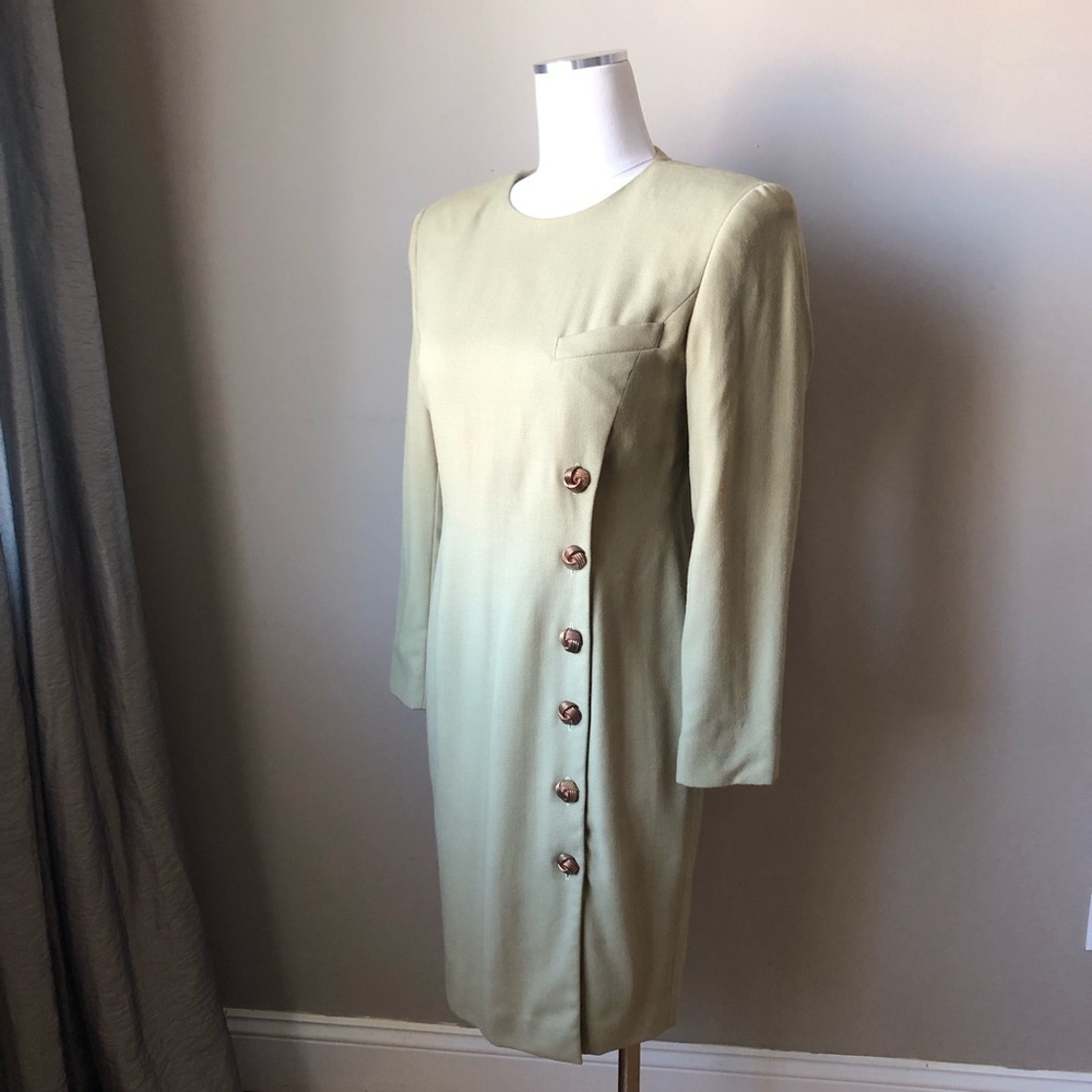 Vintage Sage Green 70s structured dress S